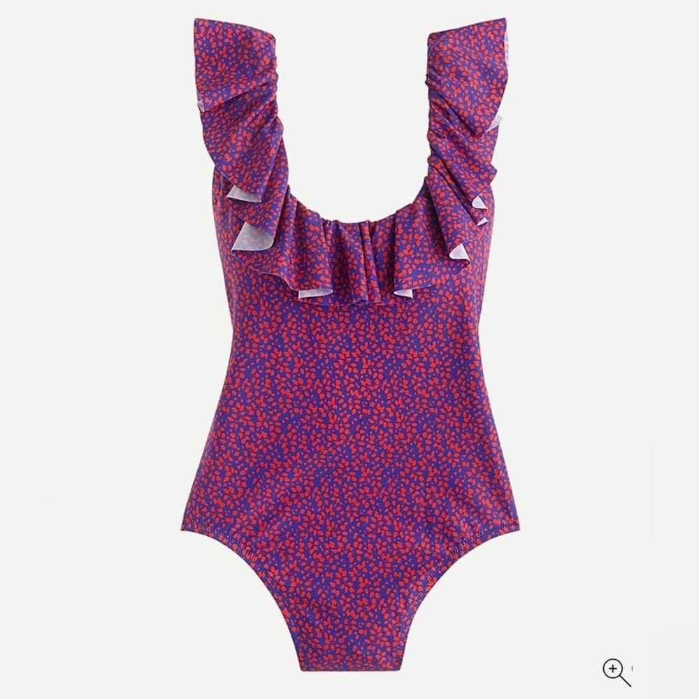 J Crew Ruffle Scoop-Back OnePiece Swimsuit in Liberty Glenjade Floral S/16 (NWT)